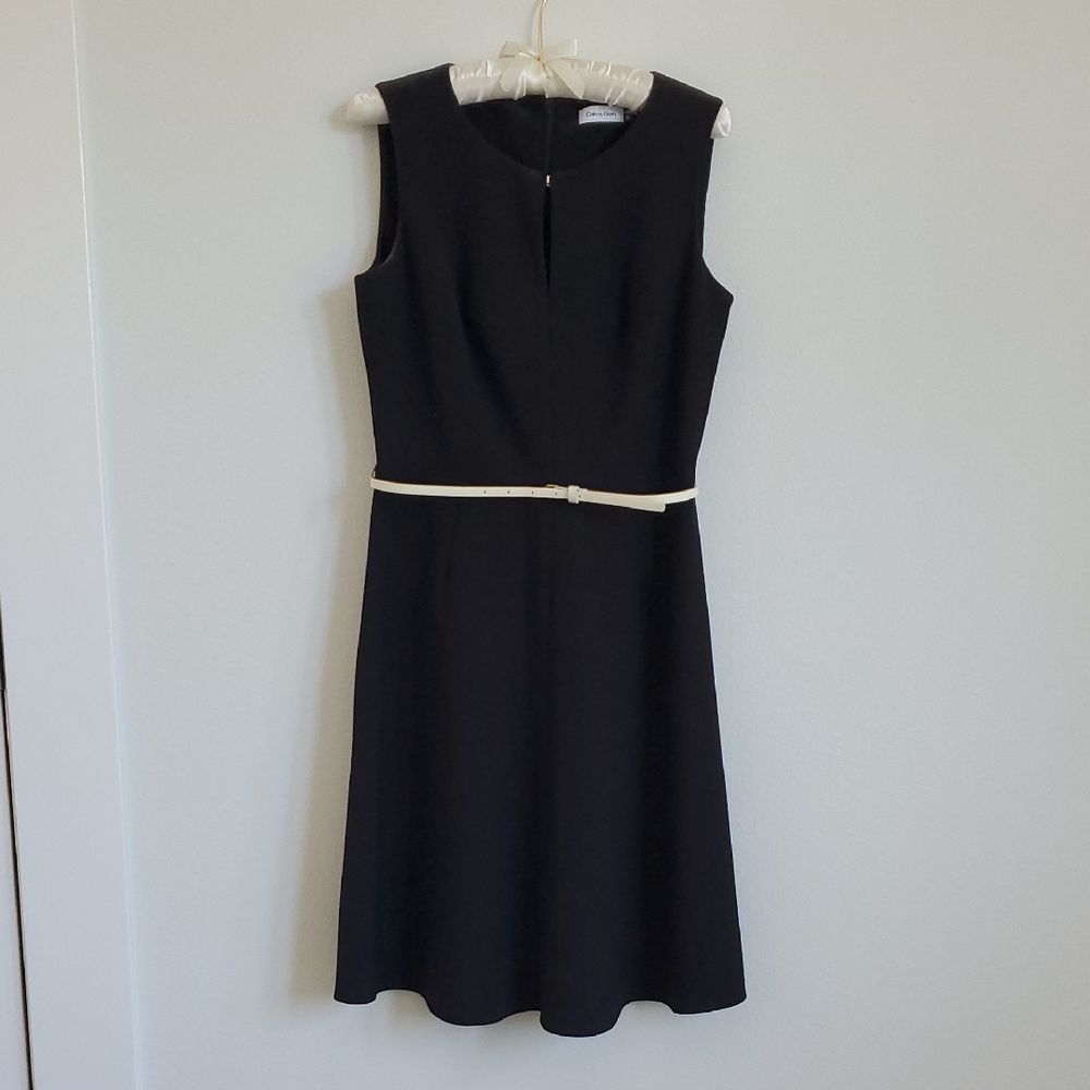 Calvin Klein Black Sleeveless A-line Midi Dress